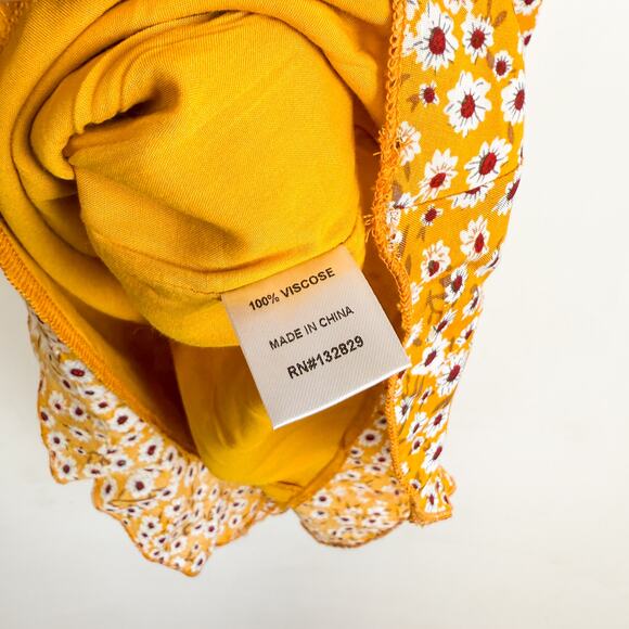 NWT Superdown AJ Ruffle Cami Dress in Yellow Floral Mini - S - Picture 6 of 8